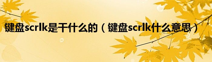 鍵盤scrlk是干什么的（鍵盤scrlk什么意思）
