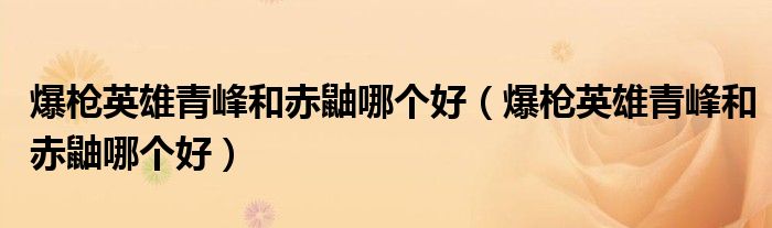 爆槍英雄青峰和赤鼬哪個(gè)好(爆槍英雄青峰和赤鼬哪個(gè)好)
