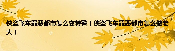 俠盜飛車(chē)罪惡都市怎么變特警（俠盜飛車(chē)罪惡都市怎么做老大）