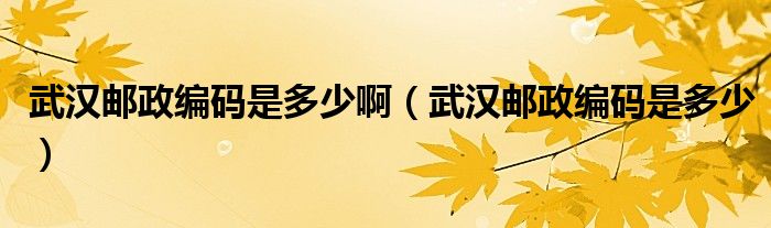 武漢郵政編碼是多少?。ㄎ錆h郵政編碼是多少）