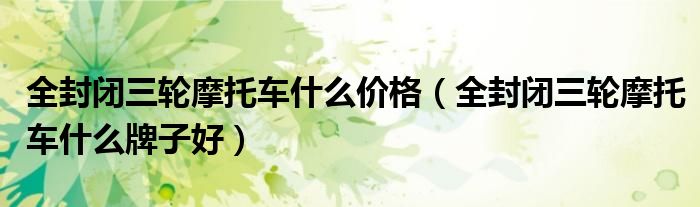 全封閉三輪摩托車什么價格(全封閉三輪摩托車什么牌子好)