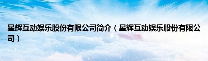 星輝互動(dòng)娛樂股份有限公司簡(jiǎn)介（星輝互動(dòng)娛樂股份有限公司）