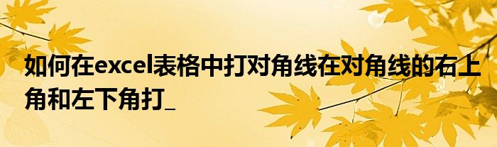 如何在excel表格中打?qū)蔷€在對(duì)角線的右上角和左下角打_