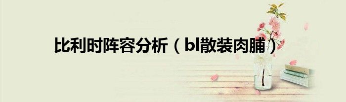 比利時(shí)陣容分析（bl散裝肉脯）