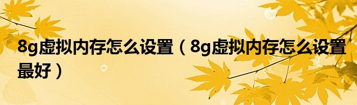 8g虛擬內(nèi)存怎么設置（8g虛擬內(nèi)存怎么設置最好）