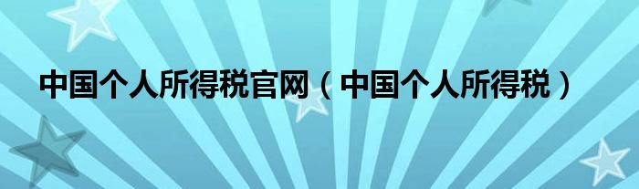 中國(guó)個(gè)人所得稅官網(wǎng)（中國(guó)個(gè)人所得稅）
