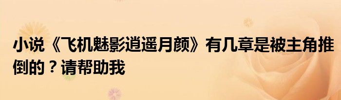 小說(shuō)《飛機(jī)魅影逍遙月顏》有幾章是被主角推倒的？請(qǐng)幫助我