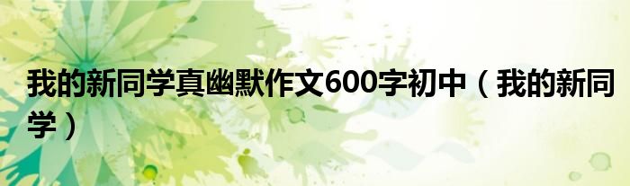 我的新同學真幽默作文600字初中（我的新同學）