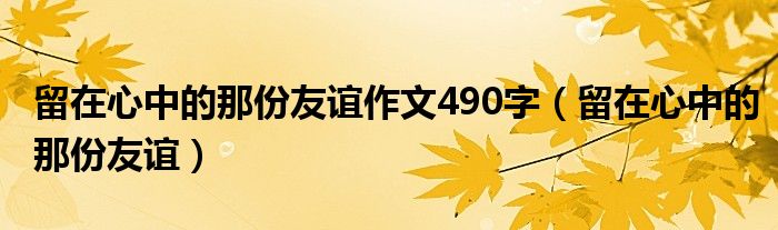 留在心中的那份友誼作文490字（留在心中的那份友誼）