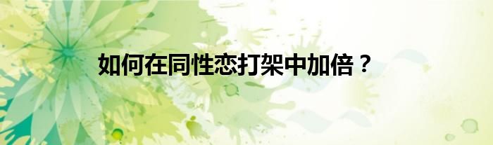 如何在同性戀打架中加倍？