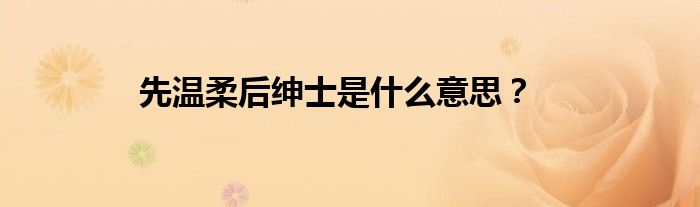 先溫柔后紳士是什么意思？
