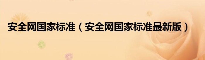 安全網(wǎng)國(guó)家標(biāo)準(zhǔn)（安全網(wǎng)國(guó)家標(biāo)準(zhǔn)最新版）