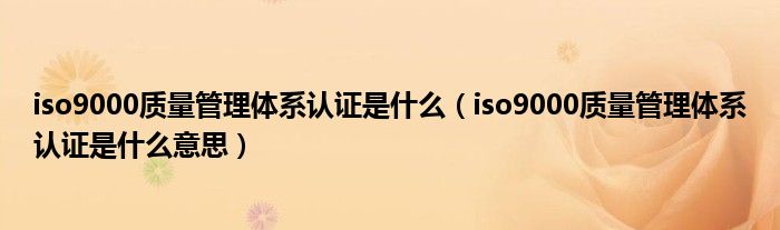iso9000質(zhì)量管理體系認(rèn)證是什么(iso9000質(zhì)量管理體系認(rèn)證是什么意思)
