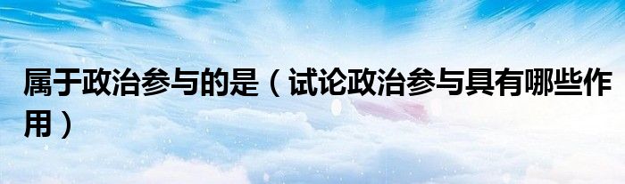 屬于政治參與的是（試論政治參與具有哪些作用）
