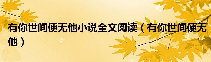 有你世間便無(wú)他小說(shuō)全文閱讀（有你世間便無(wú)他）