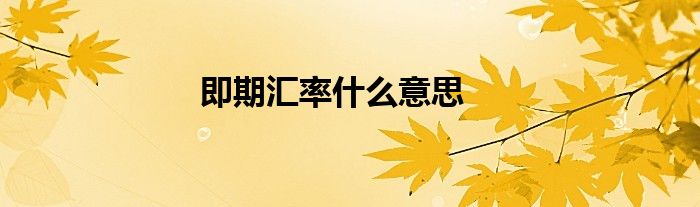 即期匯率什么意思