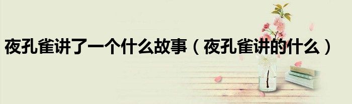 夜孔雀講了一個什么故事（夜孔雀講的什么）