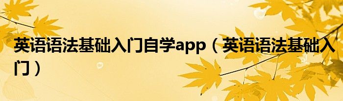 英語語法基礎入門自學app（英語語法基礎入門）