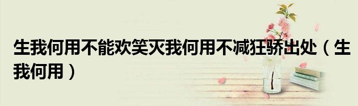 生我何用不能歡笑滅我何用不減狂驕出處（生我何用）