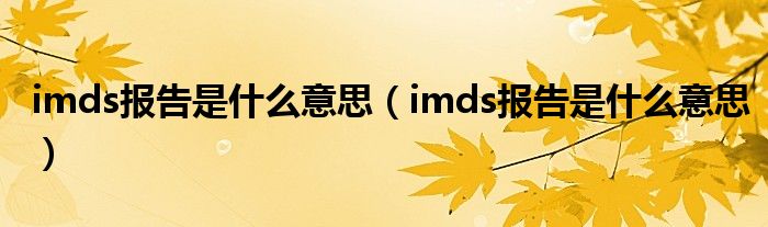 imds報告是什么意思（imds報告是什么意思）