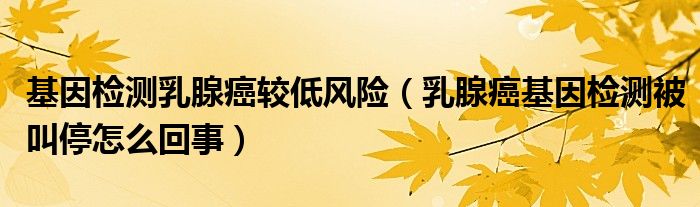 基因檢測乳腺癌較低風(fēng)險(xiǎn)（乳腺癌基因檢測被叫停怎么回事）