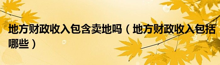 地方財(cái)政收入包含賣地嗎（地方財(cái)政收入包括哪些）