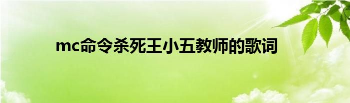 mc命令殺死王小五教師的歌詞