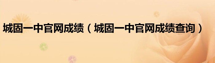 城固一中官網(wǎng)成績（城固一中官網(wǎng)成績查詢）