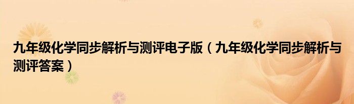 九年級(jí)化學(xué)同步解析與測(cè)評(píng)電子版（九年級(jí)化學(xué)同步解析與測(cè)評(píng)答案）
