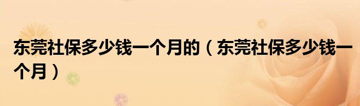東莞社保多少錢一個(gè)月的（東莞社保多少錢一個(gè)月）
