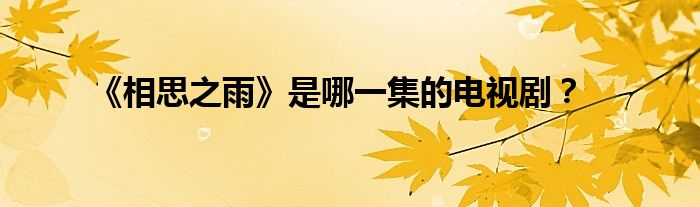 《相思之雨》是哪一集的電視劇？
