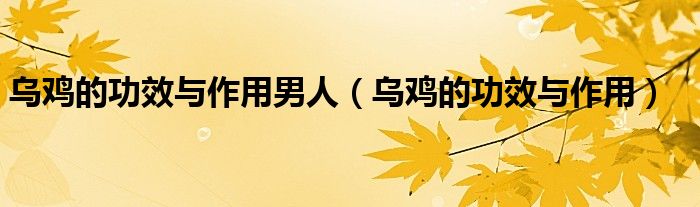 烏雞的功效與作用男人（烏雞的功效與作用）