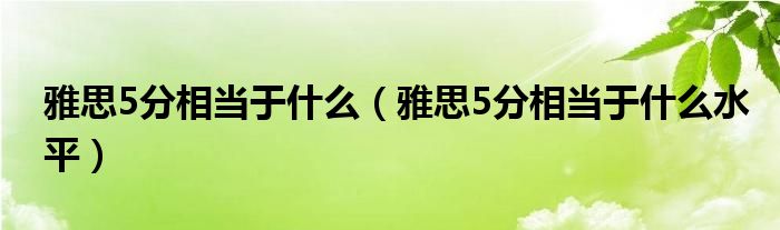 雅思5分相當(dāng)于什么（雅思5分相當(dāng)于什么水平）