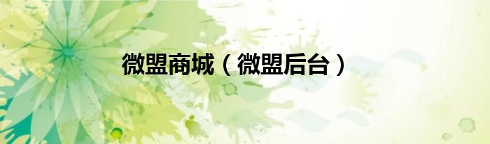 微盟商城（微盟后臺(tái)）