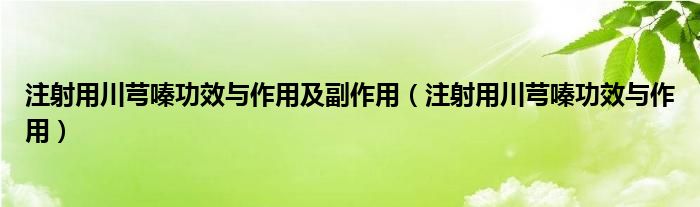 注射用川芎嗪功效與作用及副作用（注射用川芎嗪功效與作用）