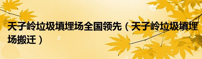 天子嶺垃圾填埋場(chǎng)全國(guó)領(lǐng)先（天子嶺垃圾填埋場(chǎng)搬遷）