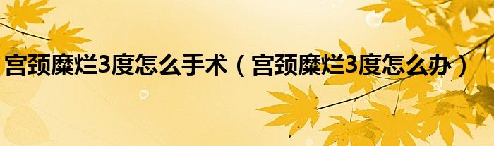 宮頸糜爛3度怎么手術(shù)(宮頸糜爛3度怎么辦)