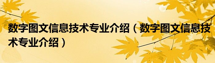 數(shù)字圖文信息技術(shù)專業(yè)介紹（數(shù)字圖文信息技術(shù)專業(yè)介紹）