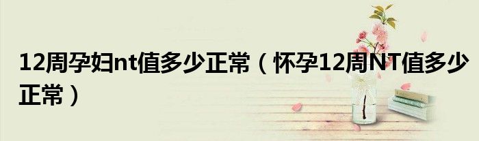 12周孕婦nt值多少正常（懷孕12周NT值多少正常）