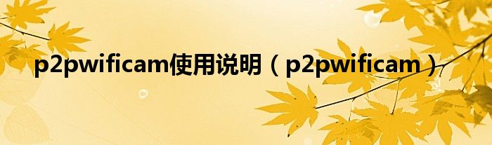 p2pwificam使用說(shuō)明（p2pwificam）