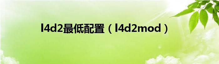 l4d2最低配置（l4d2mod）