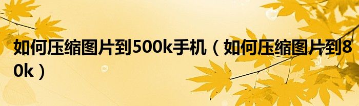 如何壓縮圖片到500k手機（如何壓縮圖片到80k）