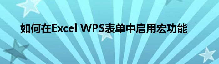 如何在Excel WPS表單中啟用宏功能