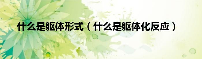 什么是軀體形式（什么是軀體化反應(yīng)）