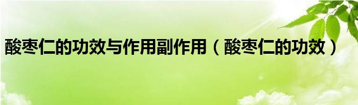 酸棗仁的功效與作用副作用(酸棗仁的功效)