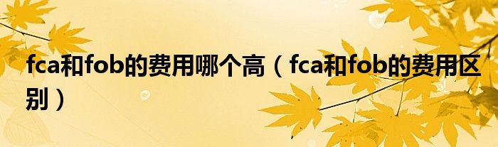 fca和fob的費用哪個高（fca和fob的費用區(qū)別）