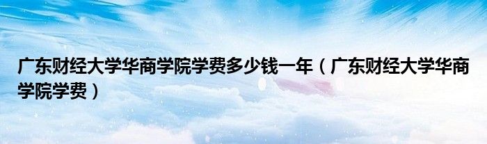 廣東財經(jīng)大學(xué)華商學(xué)院學(xué)費多少錢一年（廣東財經(jīng)大學(xué)華商學(xué)院學(xué)費）