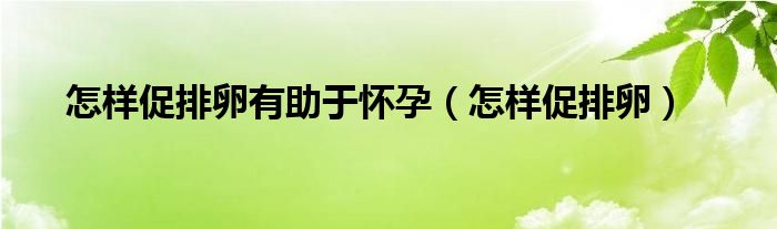 怎樣促排卵有助于懷孕（怎樣促排卵）