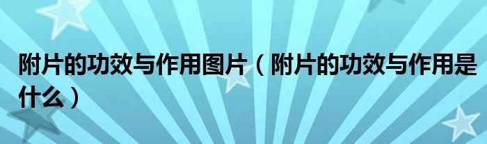 附片的功效與作用圖片（附片的功效與作用是什么）