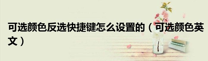 可選顏色反選快捷鍵怎么設置的（可選顏色英文）